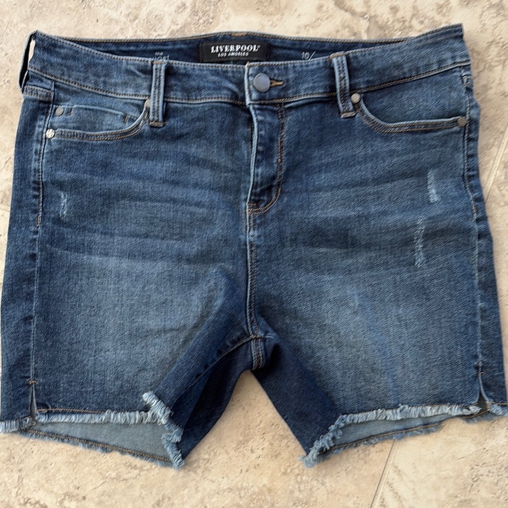 Liverpool Distressed Denim Shorts 10/30